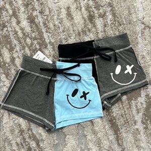 NWT LOVE junkie Smiley Face Shorts